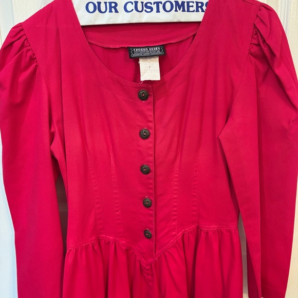 Vintage Western Jean Dress in Pink 🤠 💯 Cotton dry cleaning tag attached! - Picture 7 of 14